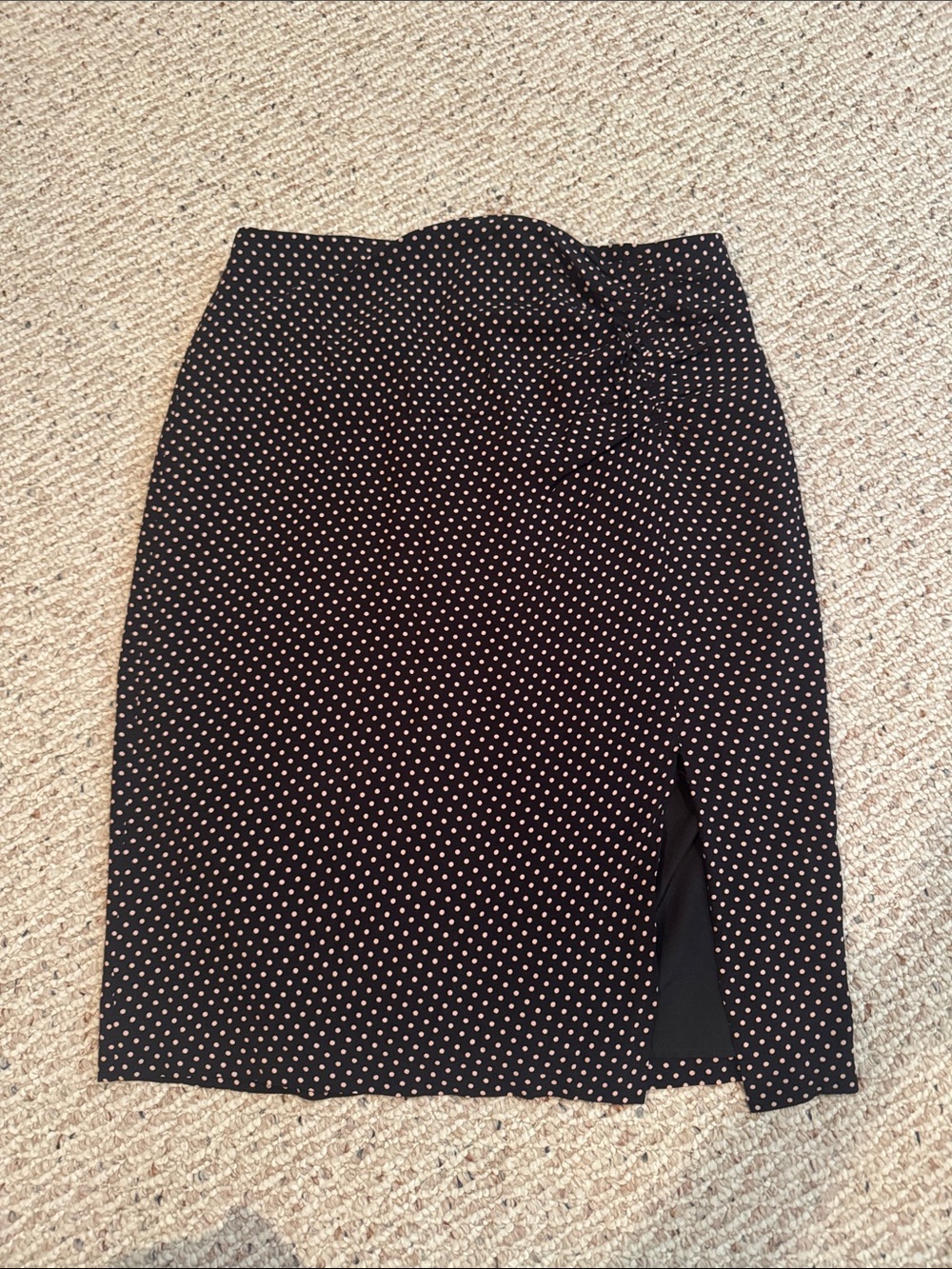 Ann Taylor Black Pencil Skirt with blush Polka Dots